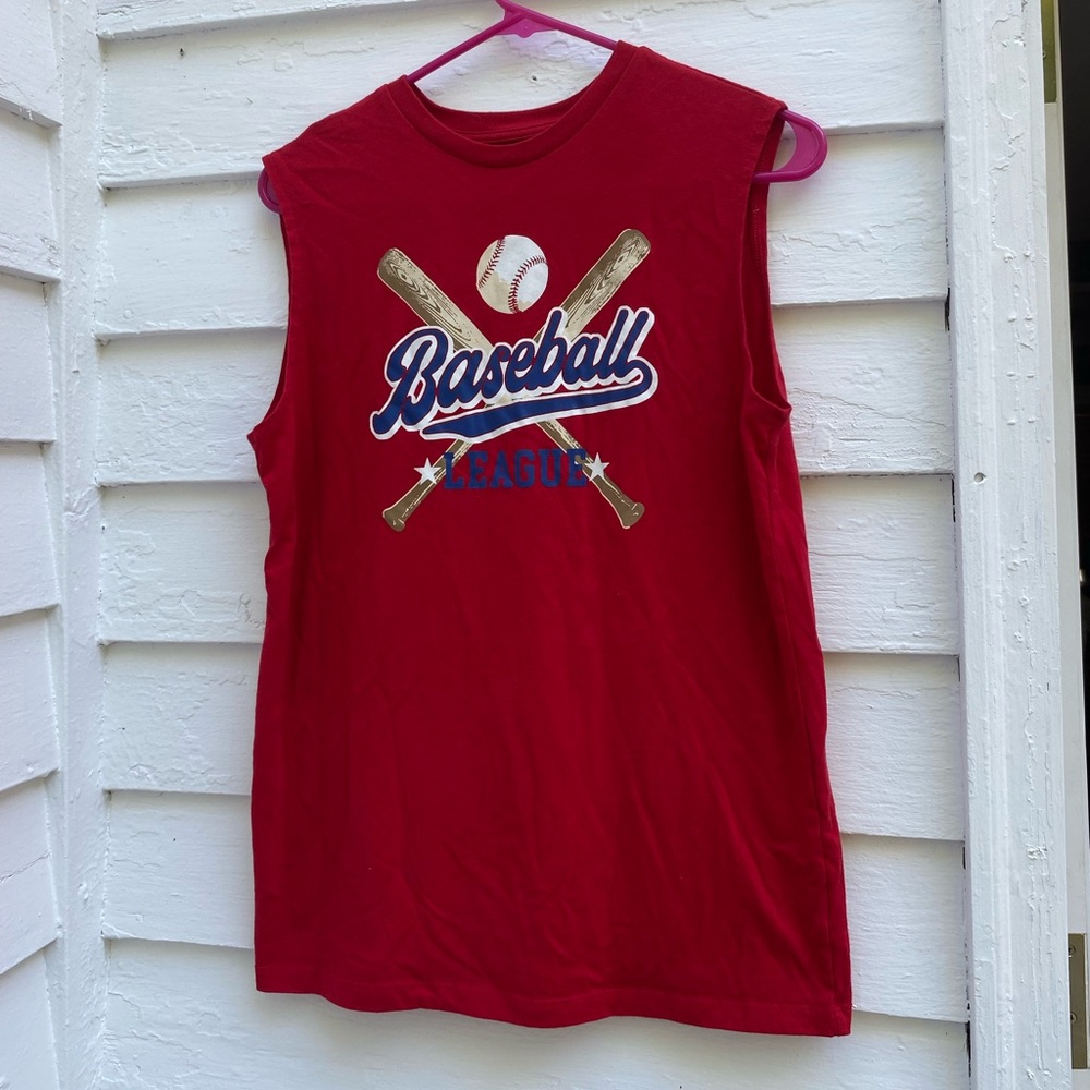 Wonder Nation Red Baseball League Graphic Tank Top